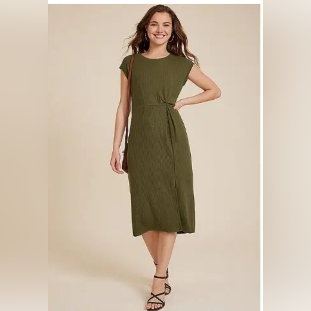 Maurices Green Knot Front  Midi Dress Size M